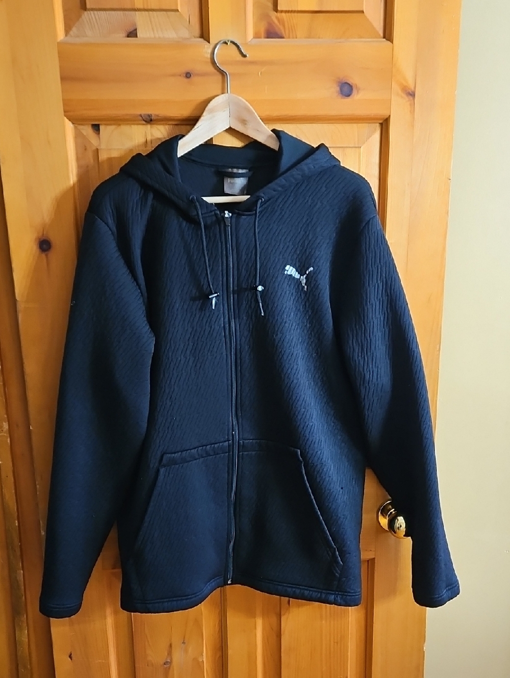 Puma Black Hooded Zip Jacket with Small Logo